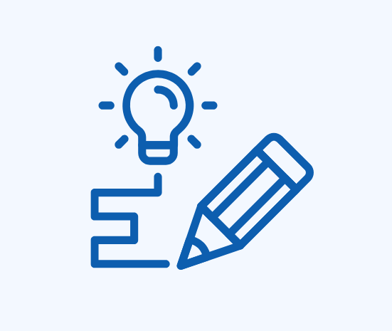 an illustration of a pencil and a lightbulb representing Creative & Design Support of Greek Youth